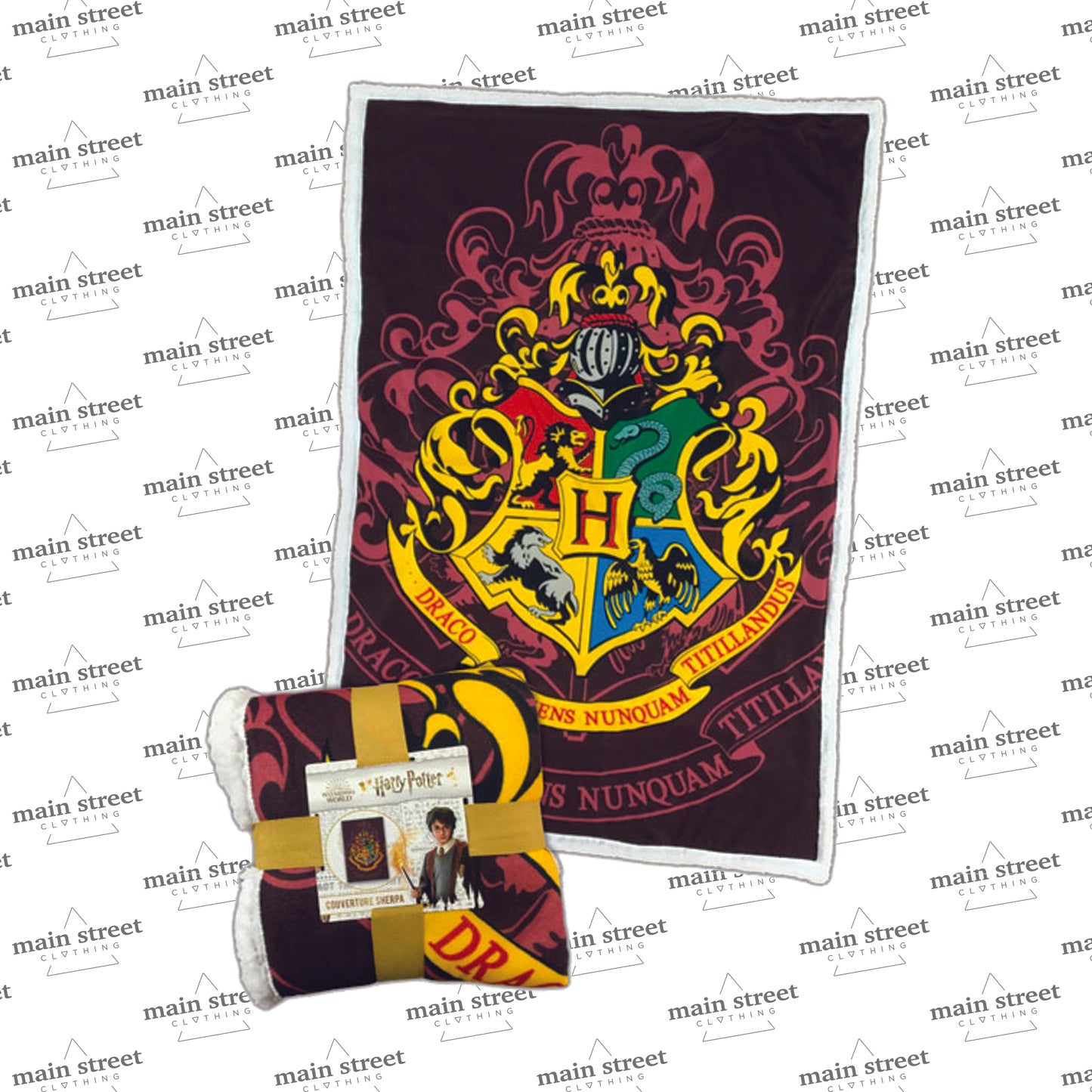 Harry Potter Hogwarts Crest Sherpa Blanket