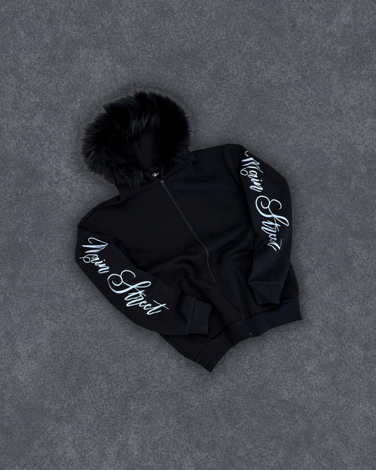 Fur Hoodie Black